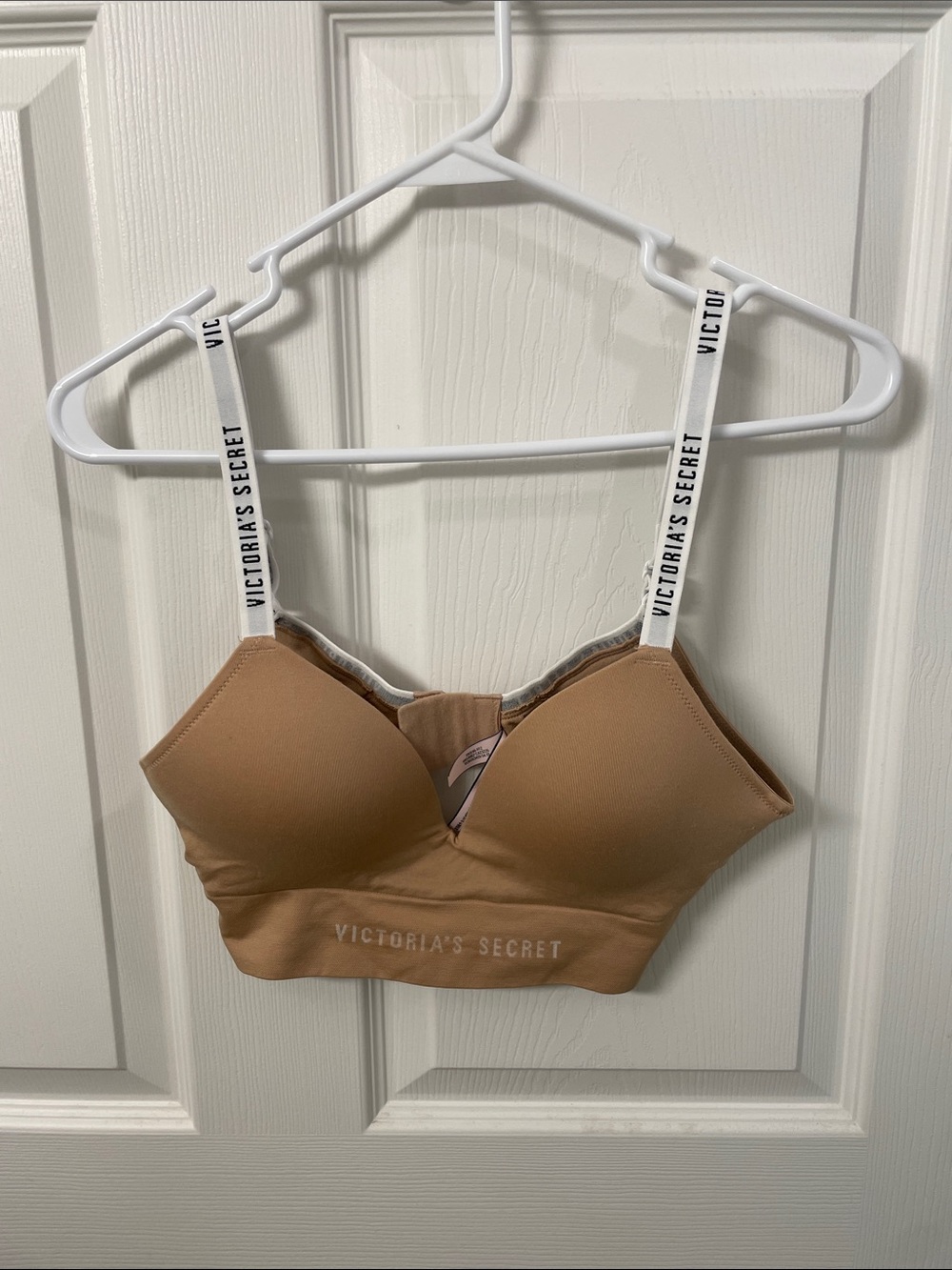 Victoria's Secret Tan Seamless Wireless Bralette with Logo Straps
